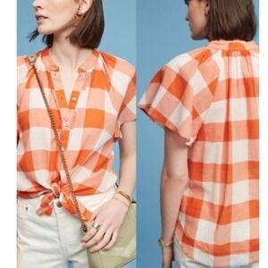 Maeve Anthropologie Buffalo Plaid Button Up Blouse small campcore preppy coastal
